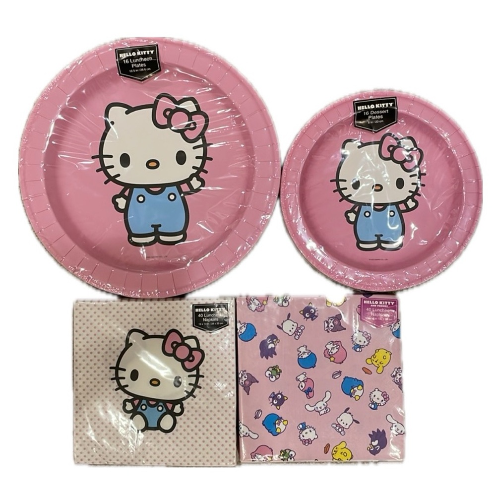 New Sanrio Pink Hello Kitty Party Supplies- Paper Plates / Napkins